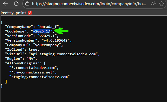 Checking what is your ConnectWise codebase version
