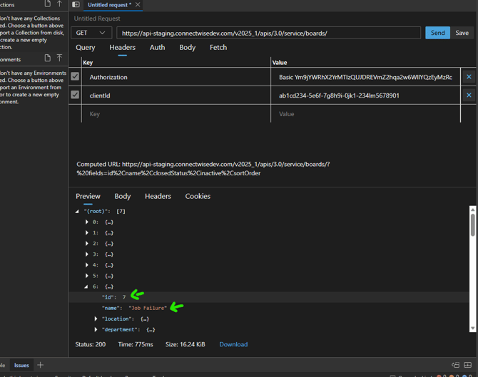 Listing your ConnectWise Service Boards via API